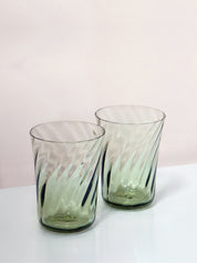 Stilleben Concave Glass - Box of 2⼁Swirl Glass Moss Green